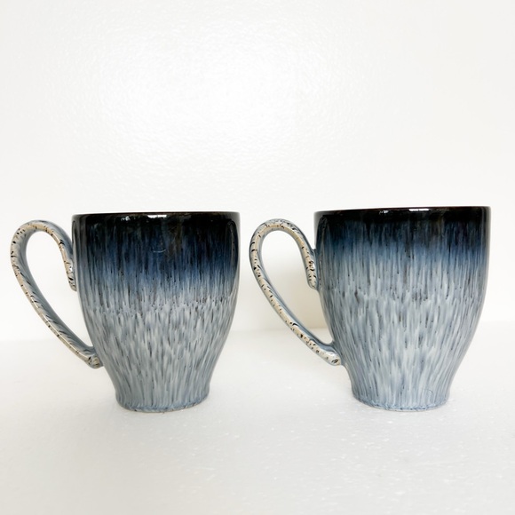 Denby Halo Coffee Cup Tea Mug Speckled Gray Blue Stoneware England Set of 2 - Picture 1 of 7